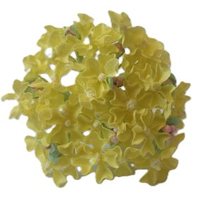 Vintage Millinery Hydrangea Bouquet: Bright Yellow & Pink Artificial Flowers