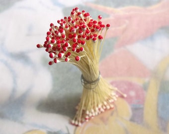Vintage Millinery / Tiny Double-Ended Floral Stamens / One Unaltered Bunch / Flower Making Supply / Flower Centers / Replacement Parts