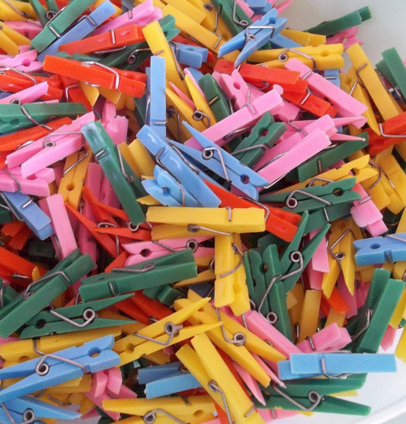 Vintage / Miniature Plastic Clothespins / Set of Twenty Five / Etsy