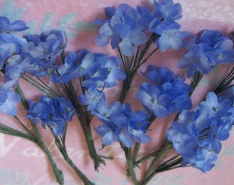 Vintage Millinery / Artificial Flowers / Antique Doll Hats / Twelve Small Bouquets / Blue Violets / Tiny