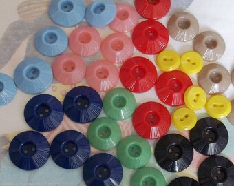 Vintage / Plastic Inkwell Buttons / Set of Forty / Variety / DIY Flower Centers