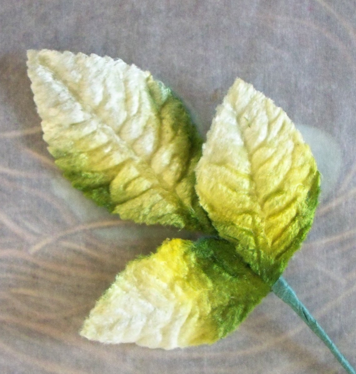 Vintage Millinery Supplies / Variegated Velvet Rose Leaves / Etsy