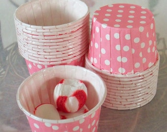 Polka Dot Nut Cups / Two Dozen / Pink & White