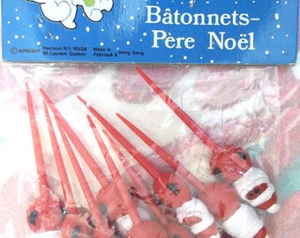 Vintage Santa Cupcake Toppers: Kitschy Food Picks, Hong Kong (10 Pieces)