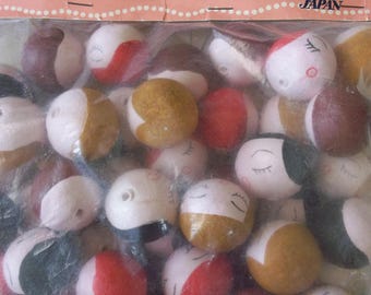 Four Items / Vintage Spun Cotton Doll Heads / Variety / Hair Colors / Made in Japan / Small Crafting / Doll Making / Larger Size