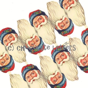 Vintage Paper Scrap / Santa Claus / Made in England / Twelve / Die-Cut Heads
