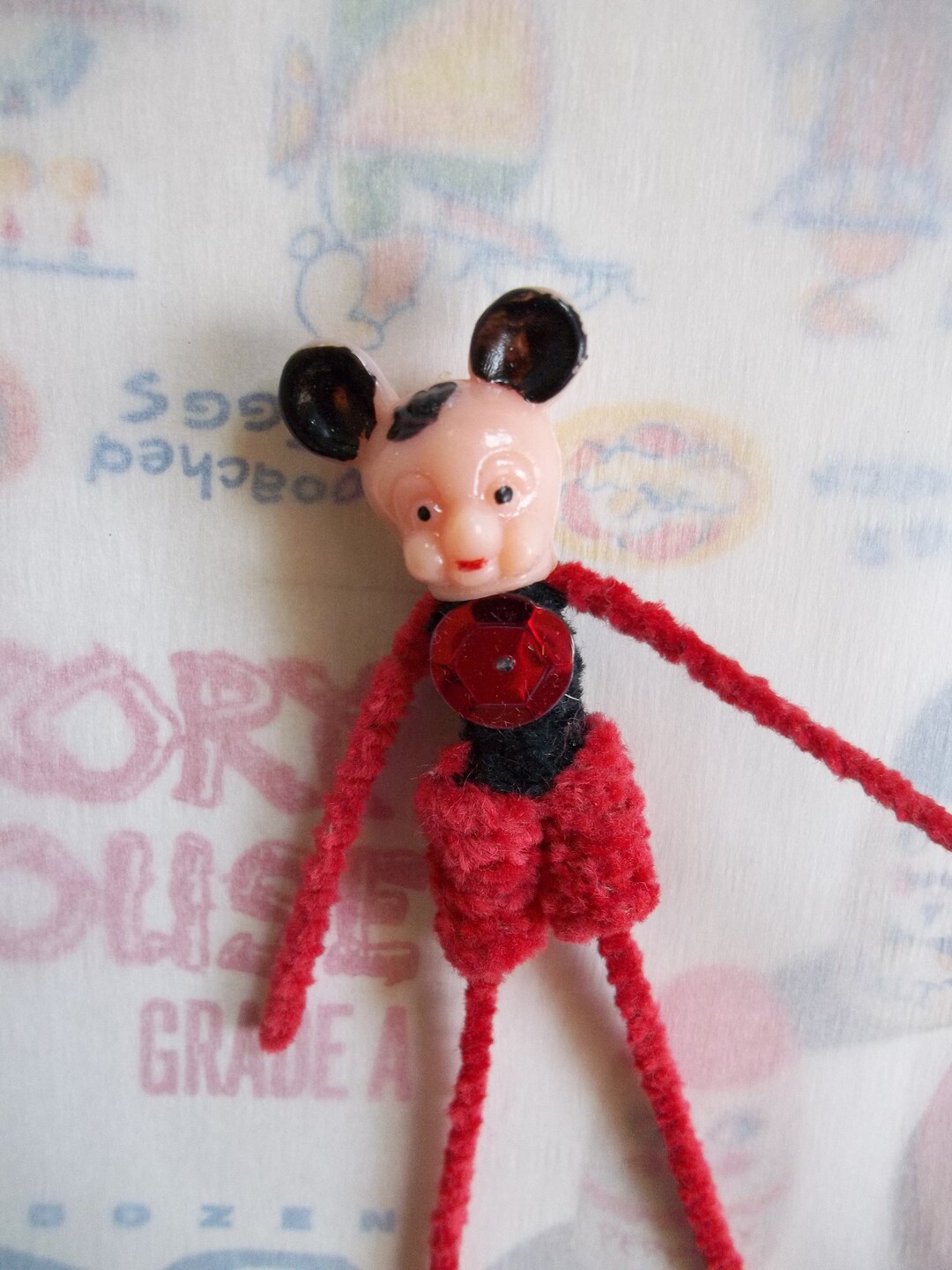Pipe Cleaner Doll / Plastic Head / Made From Vintage Craft Supplies