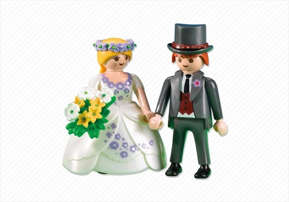 Playmobil   Bridal Couple  Bride & Groom  #9820  Cake Topper    Mint Condition 
