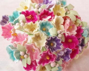 Vintage Millinery / Forget Me Nots / One Small Bouquet / Mixed Colors / Corsage Filler / Artificial Flowers / Mother's Day