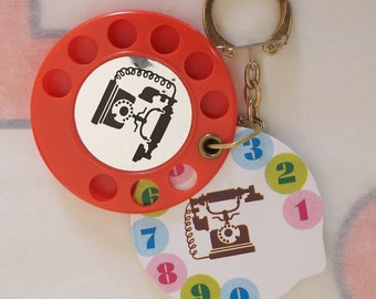 Vintage Telephone Dial Keychain: 1960s Miniature Notepad, Hong Kong / Handbag Charms