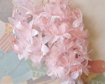 Vintage / One Millinery Floral Spray / Lightest Pink / #24 Blooms / Artificial Flowers / Wedding / Pearlized Stamen Pips / Wreaths  / Crowns