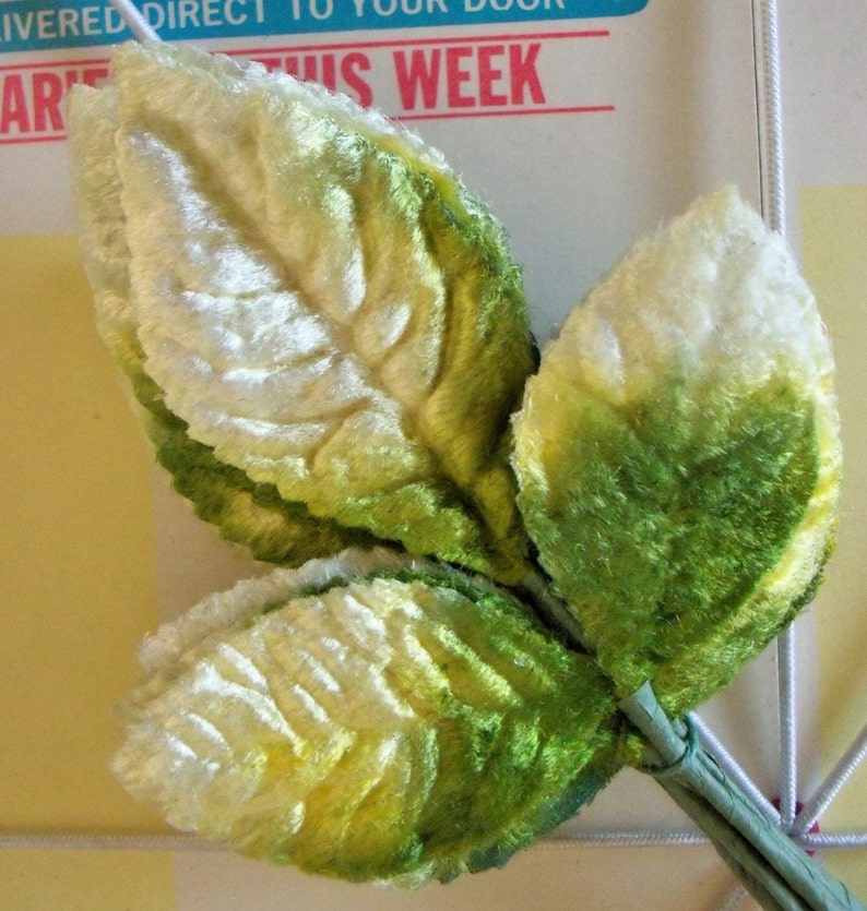 Vintage Millinery Supplies / Variegated Velvet Rose Leaves / Etsy