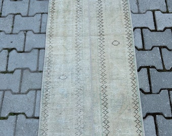 Alfombra de parche turca hecha a mano - Beige y marrón 2x4 pies - Alfombra de área de estilo vintage - Decoración del hogar Boho - Alfombra oriental única - Alfombra turca auténtica