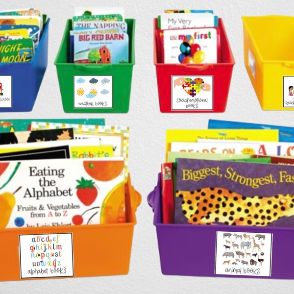 Book Bins With Labels Etsy