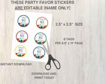 It's A Ball to be ONE Round Party Favor, Instant Download, Print and Cut