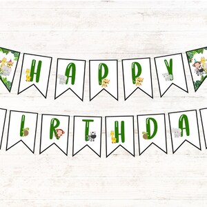 Wild One Birthday Banner, Safari birthday banner, Safari Happy Birthday Banner, Safari birthday decor, Safari theme party printable, garland