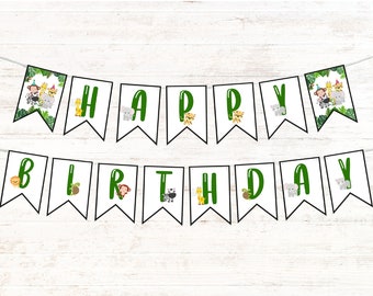 Estandarte de cumpleaños Wild One, estandarte de cumpleaños de Safari, estandarte de feliz cumpleaños de Safari, decoración de cumpleaños de Safari, fiesta temática de Safari imprimible, guirnalda