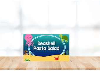 Under the Sea Birthday Food Labels, Tent Cards, Ocean Birthday Party Decor | Instant Download - EDITABLE