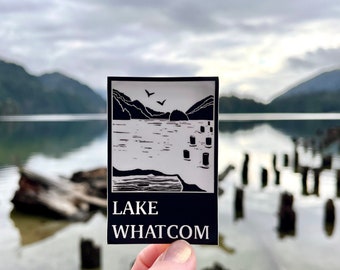 Vinyl Sticker - Lake Whatcom - Bellingham Washington- Free Domestic Shipping