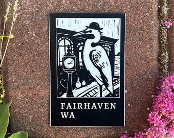 Vinyl Sticker - Fairhaven - Bellingham - WA - Free Domestic Shipping