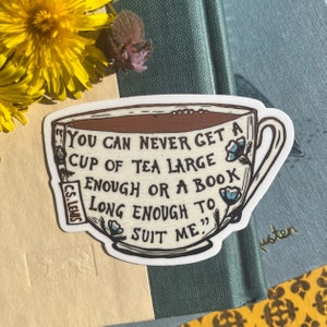Vinyl Sticker - Books and Tea - C.S.Lewis - 3” - Free Domestic Shipping