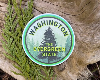 Washington The Evergreen State - Vinyl Sticker - Free Domestic Shipping