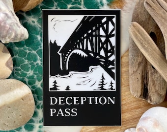 Deception Pass - Vinyl Sticker - Washington- Free Domestic Shipping