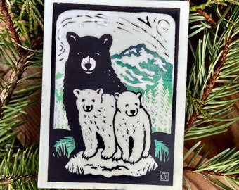 Black Bear Spirit Bear Cubs - Vinyl Sticker