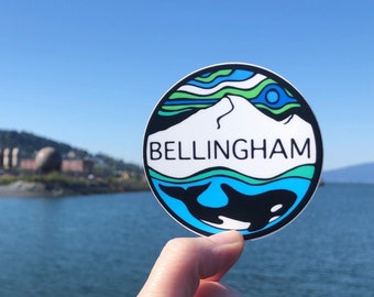 Vinyl Sticker - Blue & Green Bellingham Orca - Free Domestic Shipping
