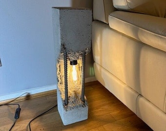 Industrial Concrete Lamp with Steel Rods - Design 2 - Handmade