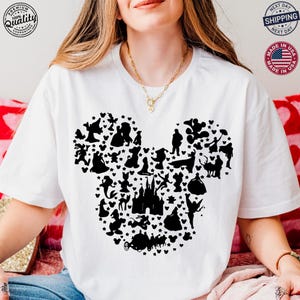 Disney Shirt for Women, Mickey Silhouette T-Shirt, Women&#39;s Unisex Disney Shirt, Disney Ear Shirt, T-shirt for Kids