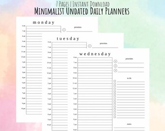 7 Day Digital Daily Planner, Printable Planner, iPad Planner, Minimalist Planner, GoodNotes, Notability, Instant Download, PDF