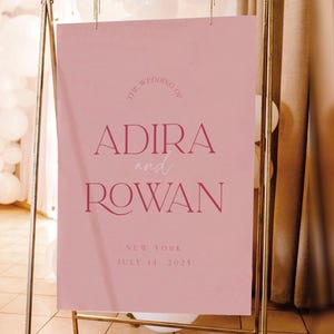 Pink Wedding Welcome, Welcome Sign Template, Printable Welcome Sign, Instant Download, Wedding Welcome Poster, Hot Pink, Editable #Adira