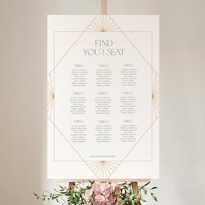Art Deco Seating Chart Template, Wedding Seating Chart, Seating Plan, Printable Editable Sign #Makayla