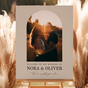 Wedding Welcome Sign with Photo, Boho Wedding Sign with Picture, Reception Poster, Editable with Templett, Shower Welcome Sign #Nora
