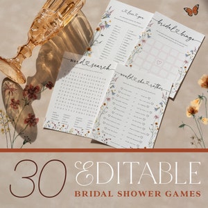 Wildflower Bridal Shower Games, Flower Bridal Shower Editable Games, Floral Printable Games, Games Pack, Fun Bridal Shower Games