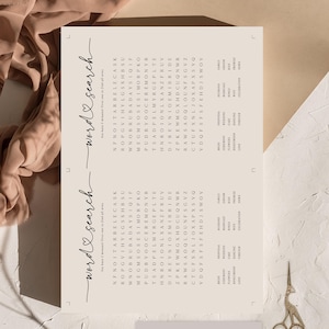 Juego de búsqueda de palabras para despedidas de soltera, juego minimalista para encontrar palabras, rompecabezas de boda, descarga instantánea, editable con Templett imagen 4