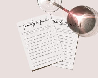 Bridal Family Feud Game, Wedding Feud, Printable Bridal Shower Game, Editable Template, Instant Download, Editable, Edit with Templett
