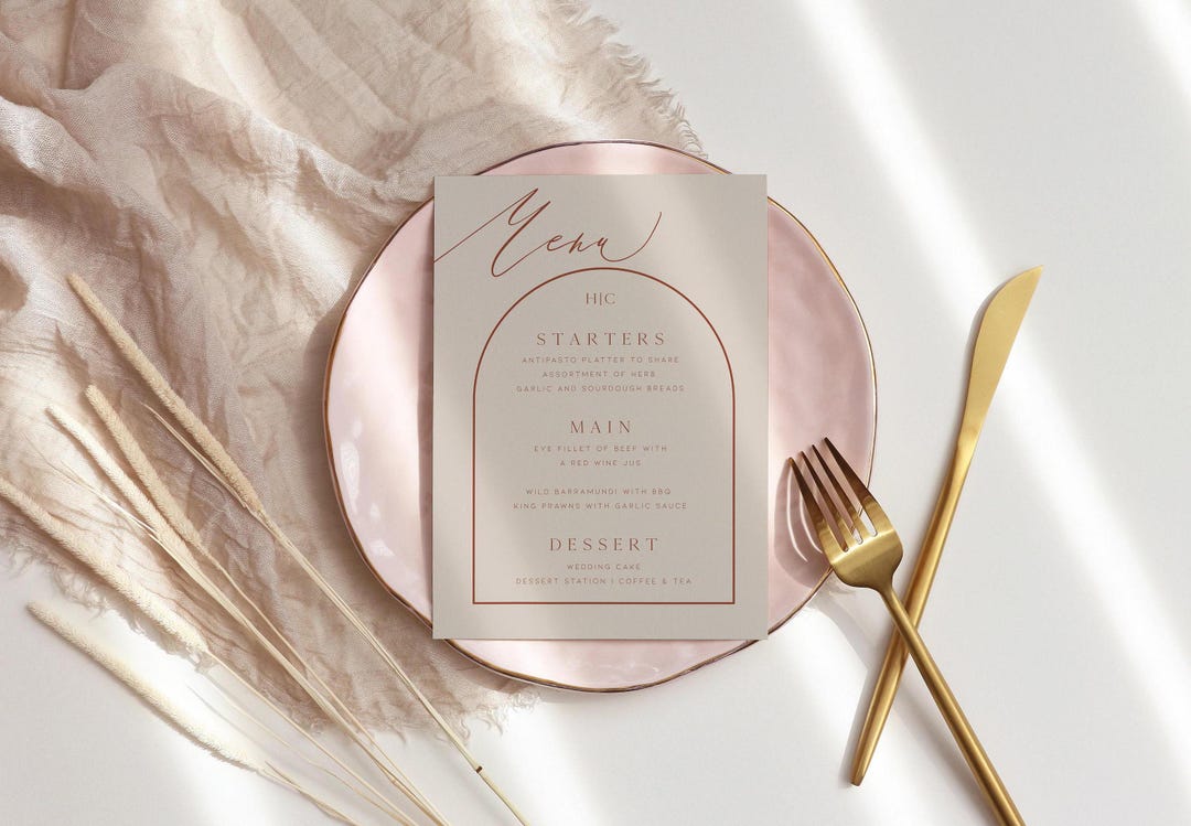 Arch Menu Template, Personalized Wedding Menu, Boho Reception Menu ...