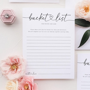 Bruiloft bucketlistspel, bewerkbare bruidsdouche bucketlist voor bruid en bruidegom kaart, afdrukbaar, direct downloaden, bewerken met Templett