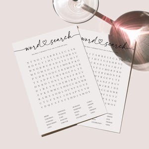 Juego de búsqueda de palabras para despedidas de soltera, juego minimalista para encontrar palabras, rompecabezas de boda, descarga instantánea, editable con Templett imagen 2