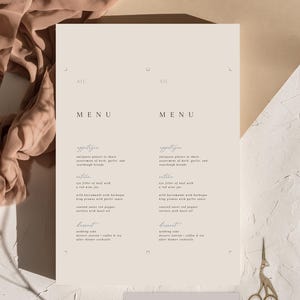 Modern Wedding Menu Template, Dusty Blue Wedding Monogram Menu with Place Card, Wedding Logo Menu, Minimalist Menu Card image 4