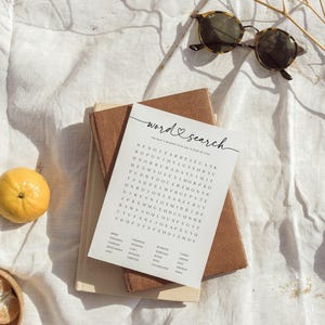 Juego de búsqueda de palabras para despedidas de soltera, juego minimalista para encontrar palabras, rompecabezas de boda, descarga instantánea, editable con Templett imagen 3