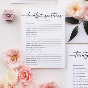 20 Questions About the Bride, Bridal Shower Game, How Well Do You Know the Bride, Printable Game, Edit with Templett, Instant Download