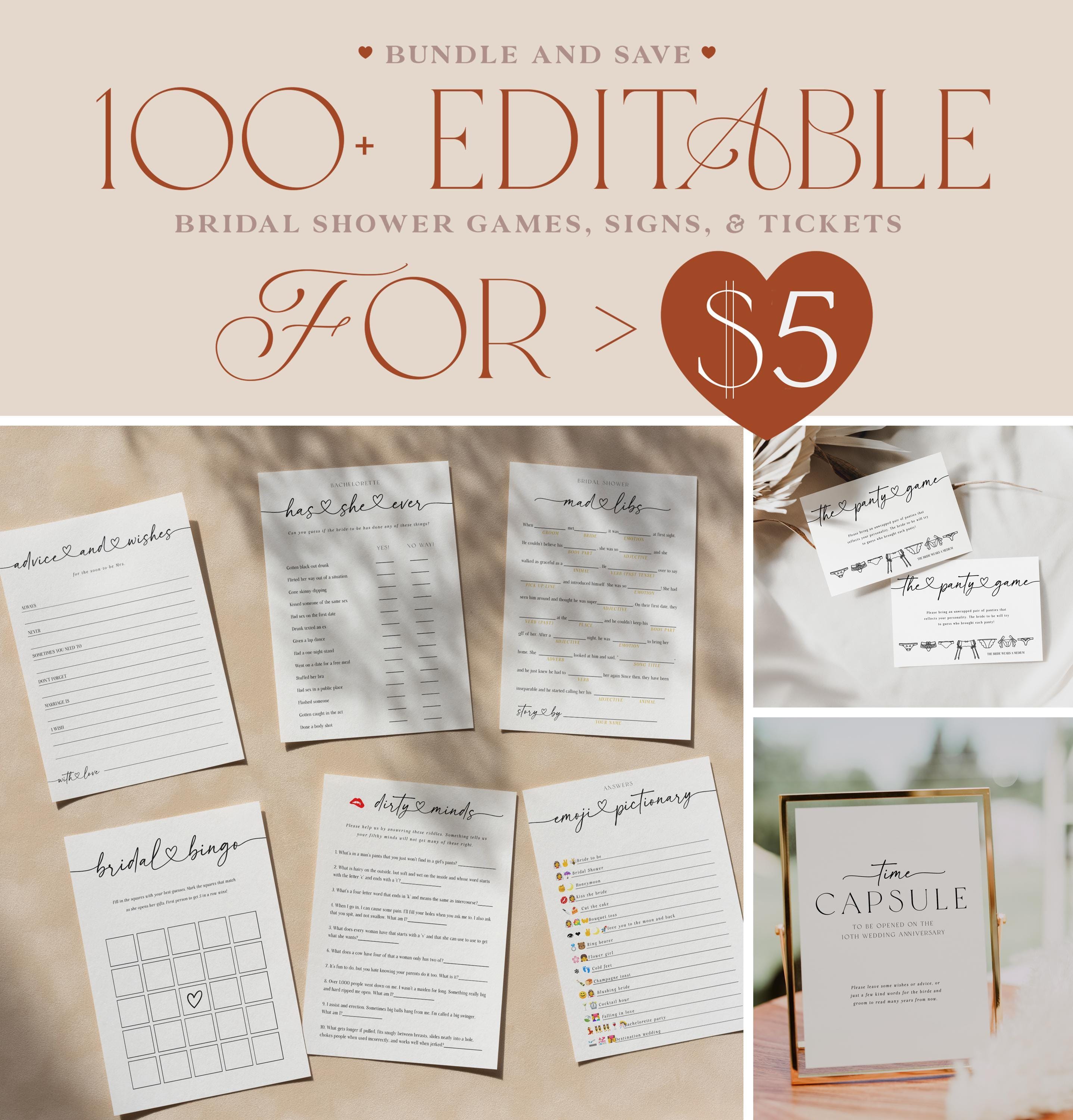 Bridal Shower 'Share A Memory' Sign & 30 Cards - Wedding Shower Game Guest Book Alternative, Minimalist Design