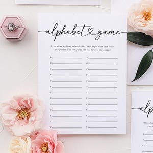 Bridal Alphabet Game, Wedding A to Z, Wedding Alphabet Game, Bridal Shower ABC Game, Fun Shower Game Printable, Editable with Templett