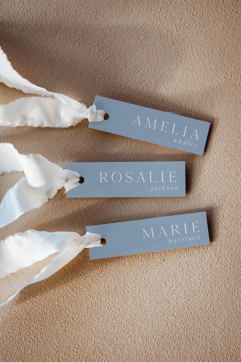 Modern Wedding Menu Template, Dusty Blue Wedding Monogram Menu with Place Card, Wedding Logo Menu, Minimalist Menu Card image 3