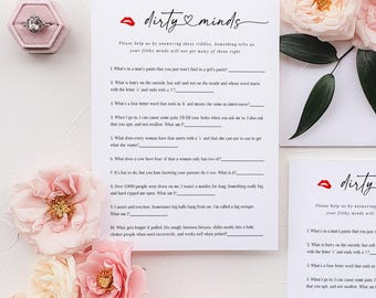 Dirty Minds-spel, Grappig vrijgezellenfeestspel, Ideeën voor vrijgezellenfeesten, Afdrukbare Spelletjes, Feestspel, Bruiloftsdouchespel, Bewerkbare Templett