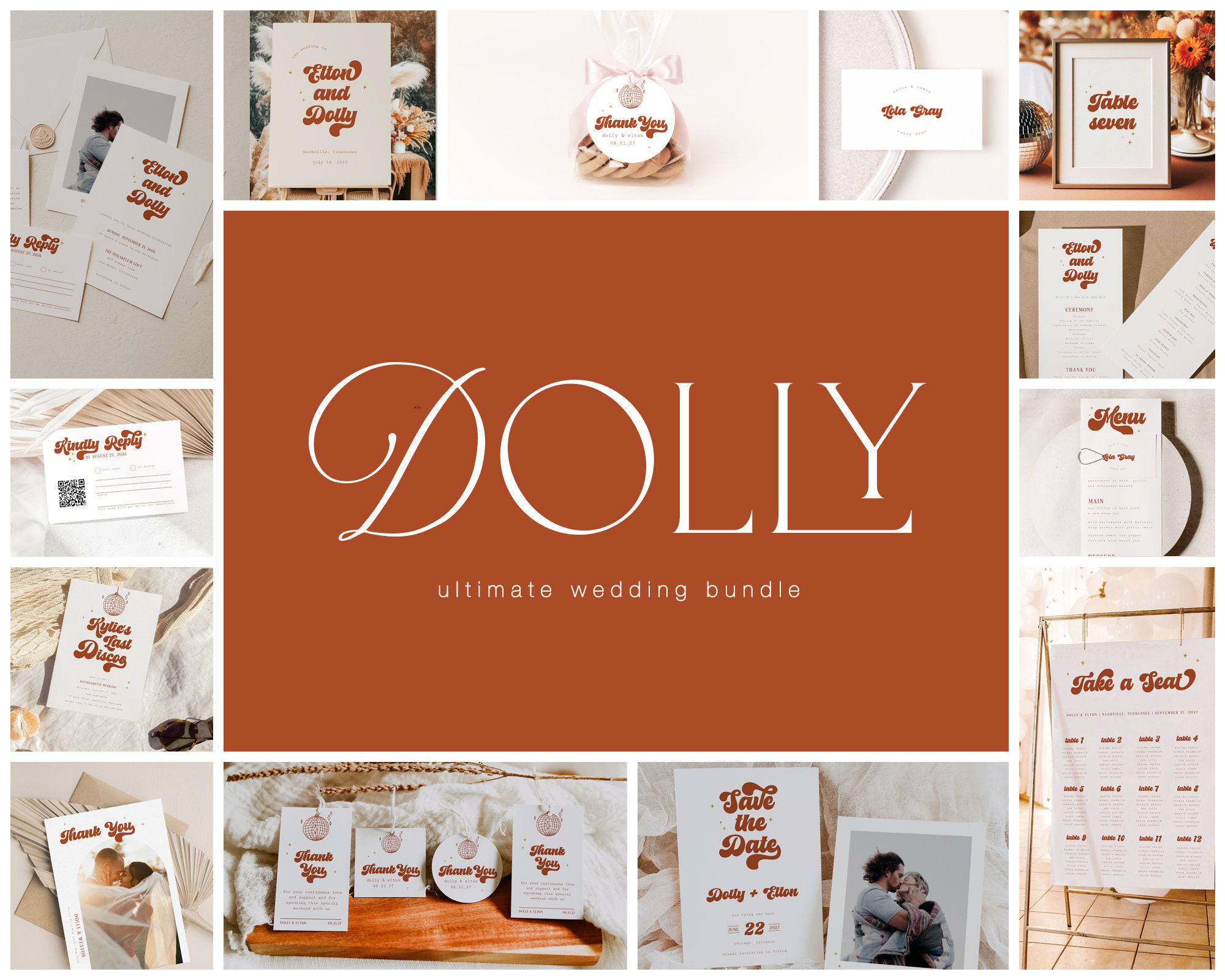 Retro Wedding Invitation Template Bundle, DIY Minimalist Burnt Orange Invitation Suite, Wedding Suite, Ultimate Invitation Kit, #Dolly