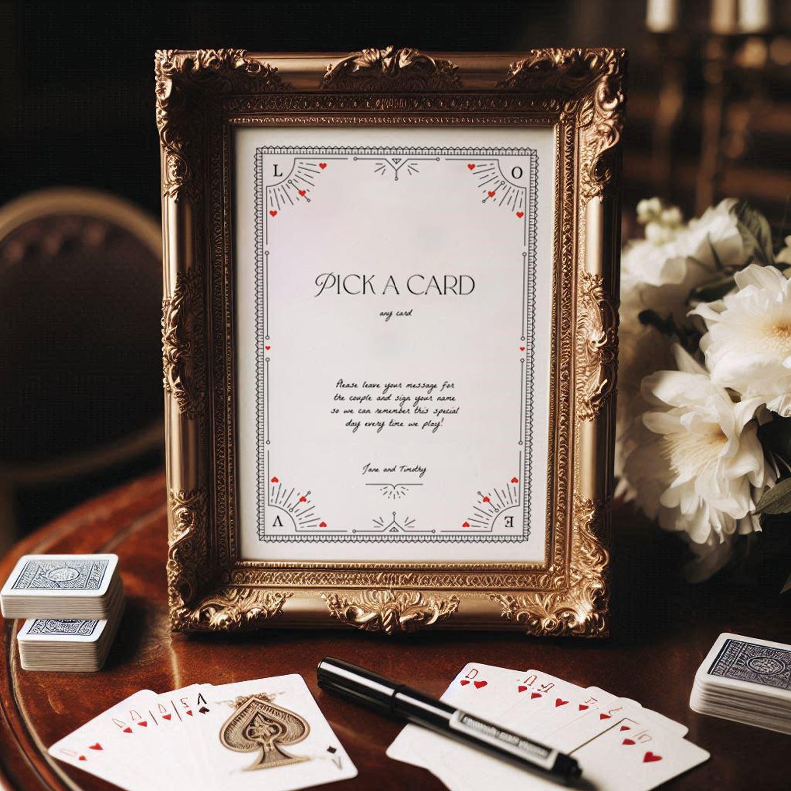 Playing Cards Guest Book Sign, Pick A Card Sign, Please Sign Our Guest ...